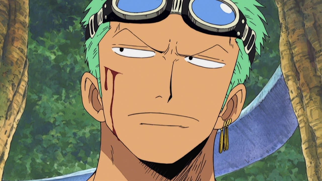 Still from Fierce Mid-Air Battle! Pirate Zoro vs. Warrior Braham!