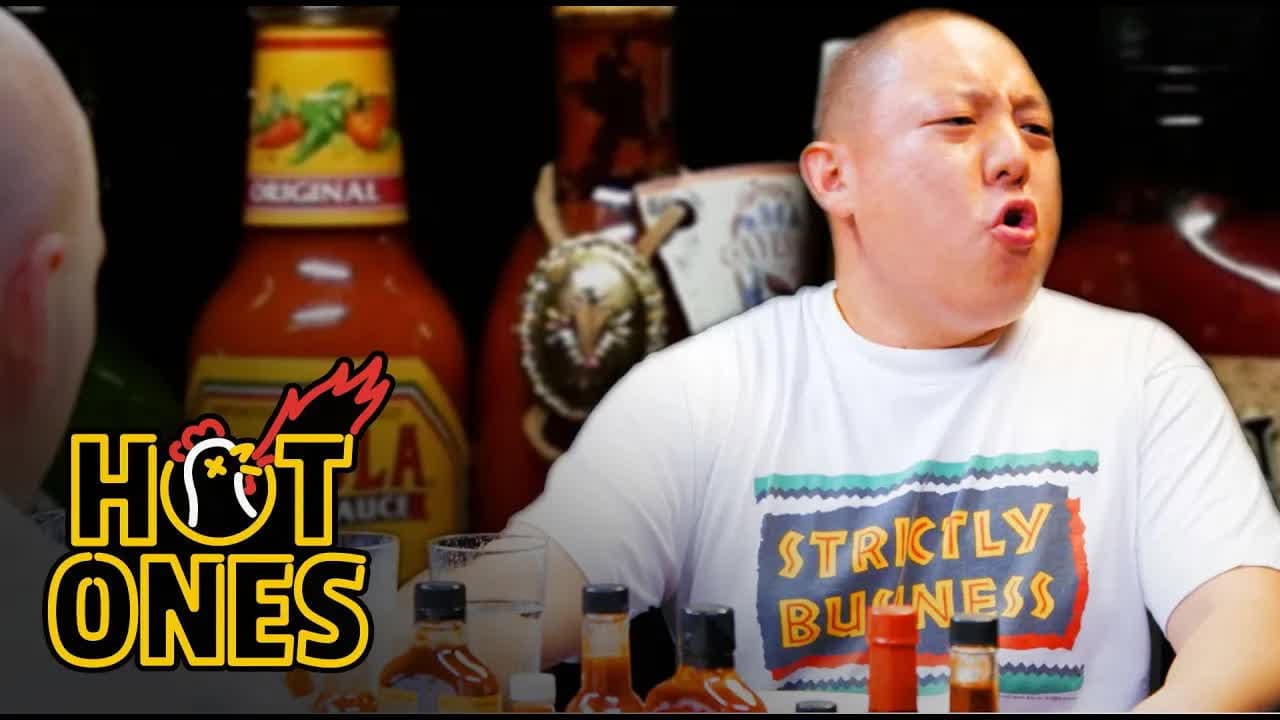 Still from Eddie Huang Gets Destroyed by Spicy Wings