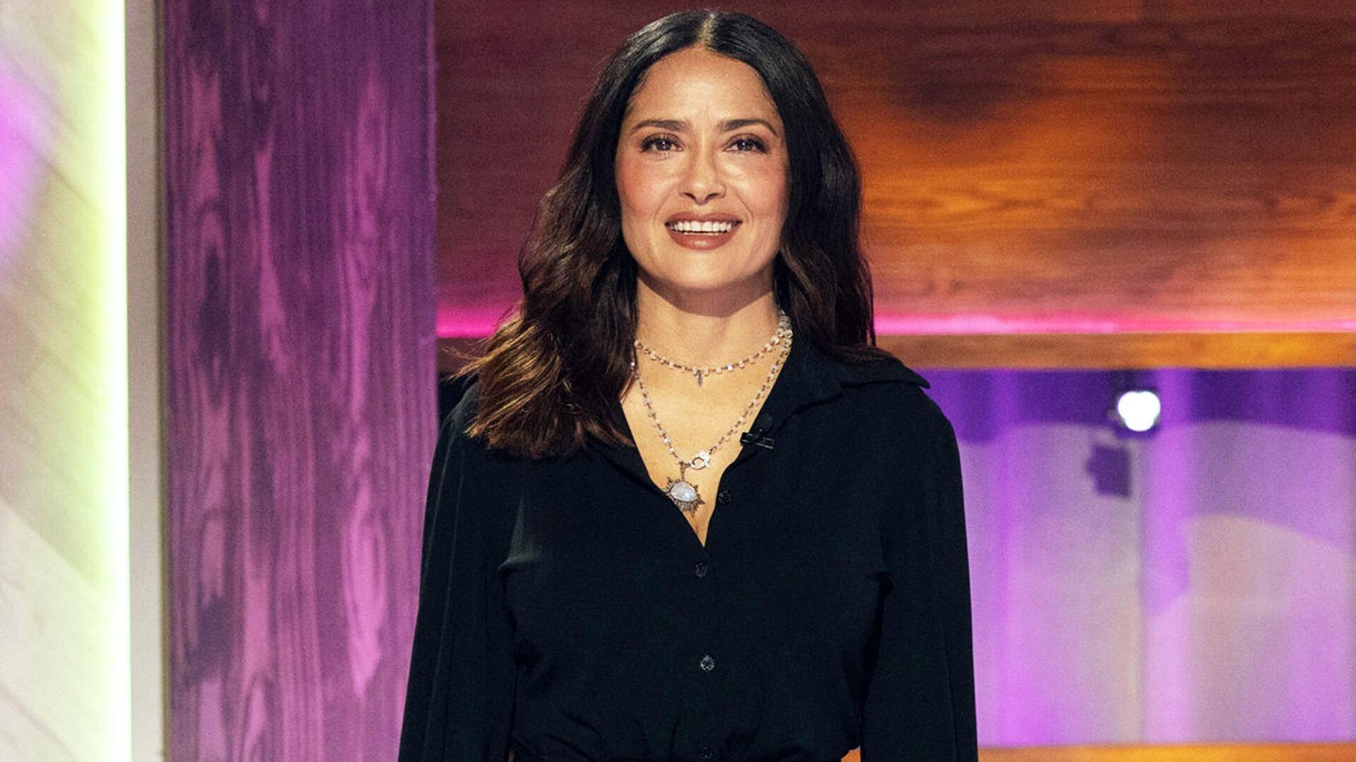 Still from Salma Hayek, Guy Branum, Dylan Gilmer, Stephen A. Smith