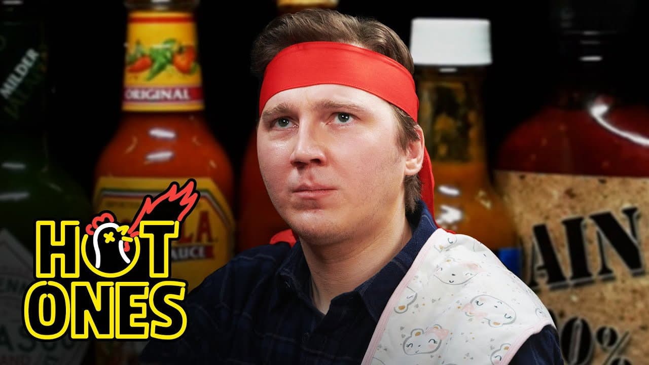Still from Paul Dano Needs a Burp Cloth While Eating Spicy Wings