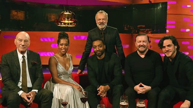 Still from Sir Patrick Stewart, Ricky Gervais, Regina King, Chiwetel Ejiofor, Jack Savoretti