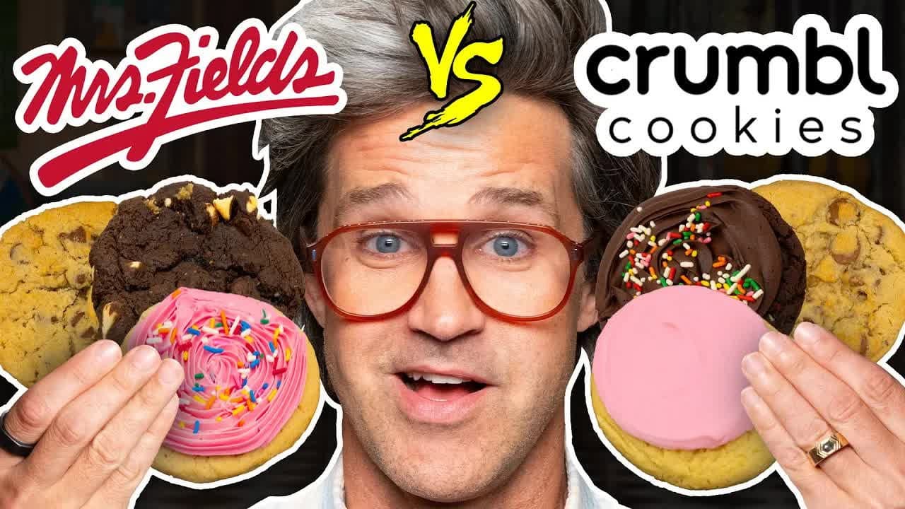 Still from Mrs. Fields vs. Crumbl Cookies Taste Test | Food Feuds
