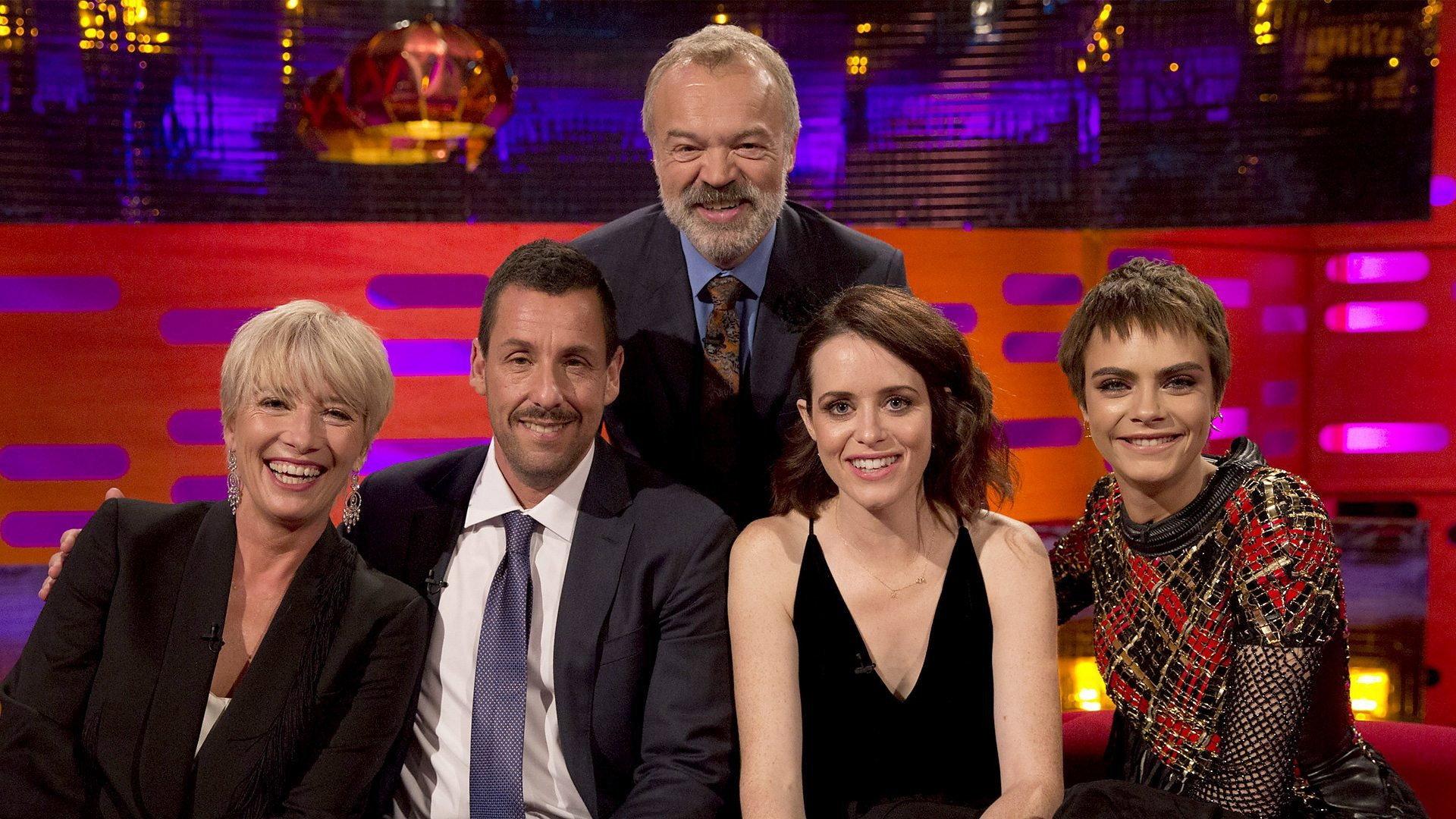 Still from Emma Thompson,  Adam Sandler, Claire Foy, Cara Delevingne
