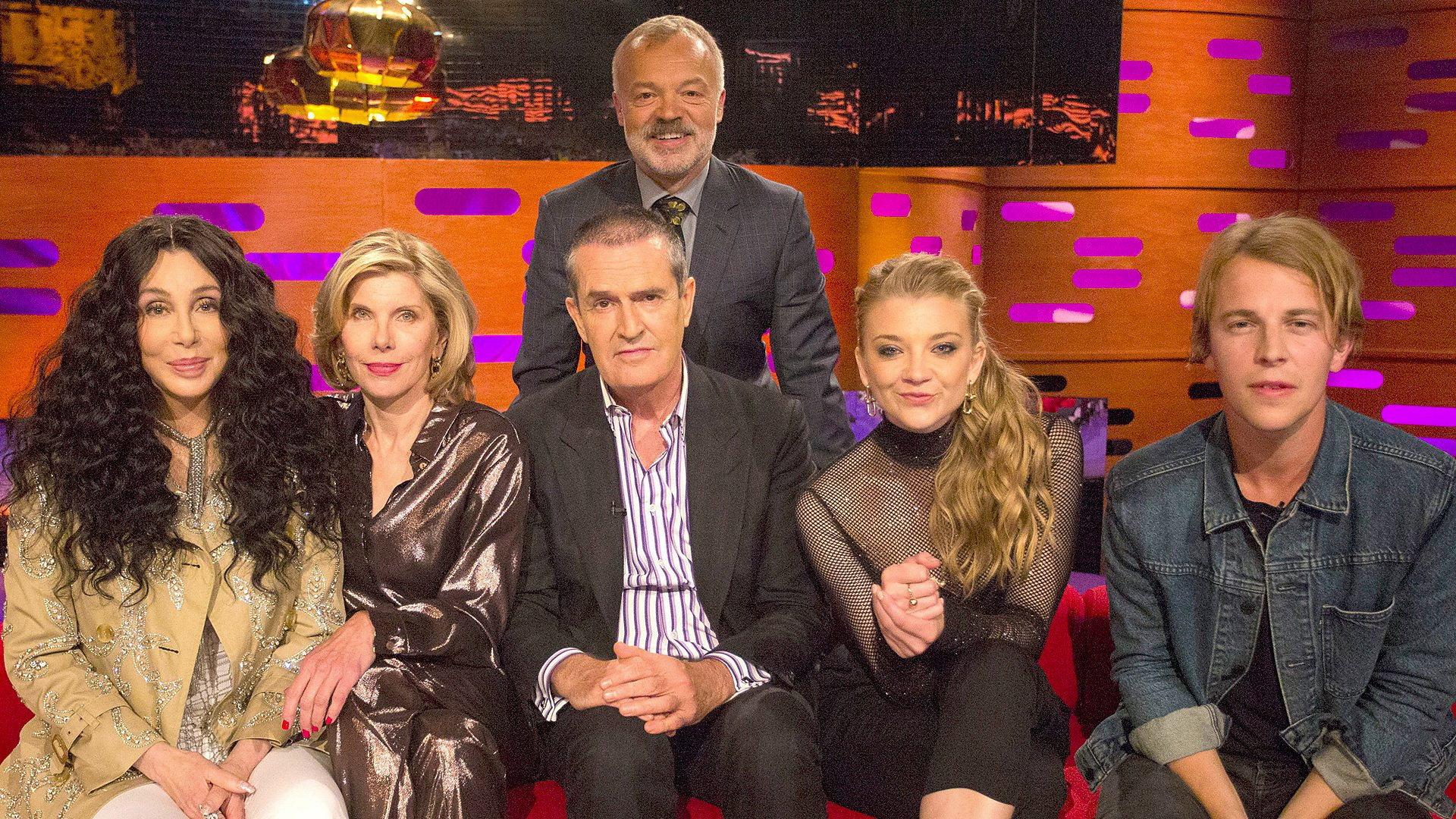 Still from Cher, Christine Baranski, Rupert Everett, Natalie Dormer, Tom Odell