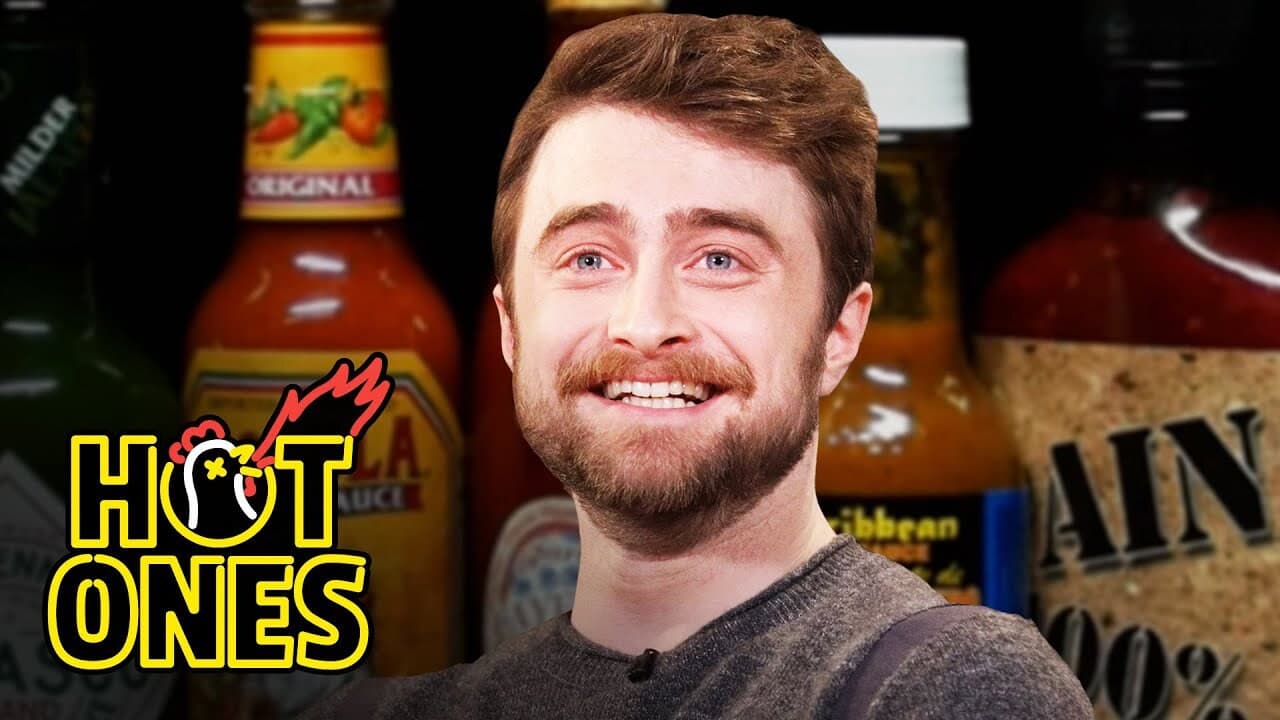 Still from Daniel Radcliffe Catches a Head Rush While Eating Spicy Wings
